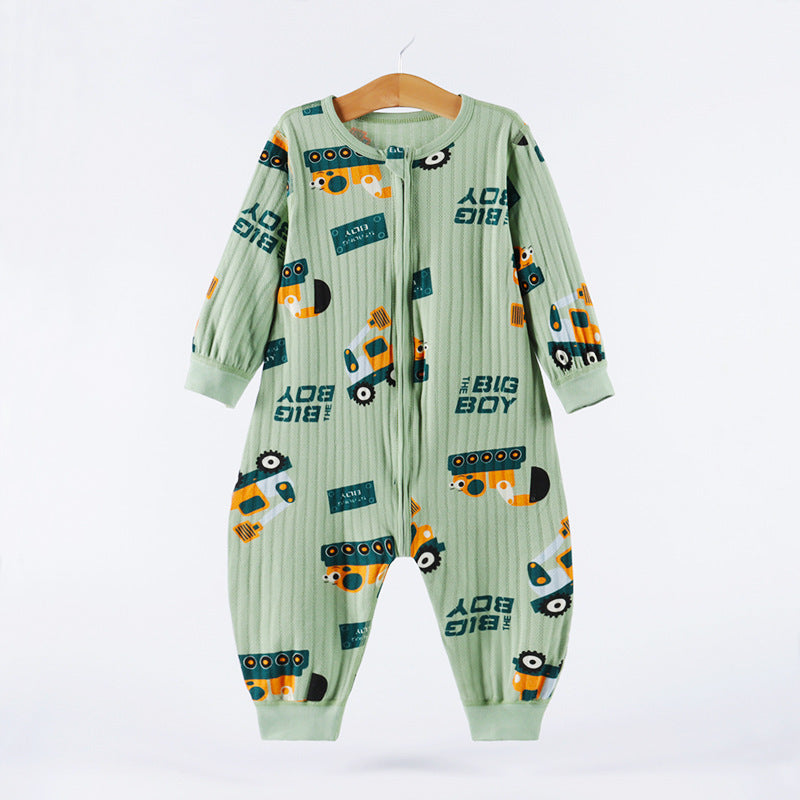 Children's Fashionable Simple Pure Cotton Triple Zipper Sleepwear