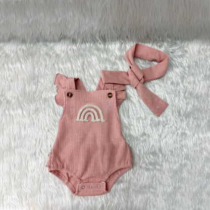 European And American Waffle Rainbow Romper