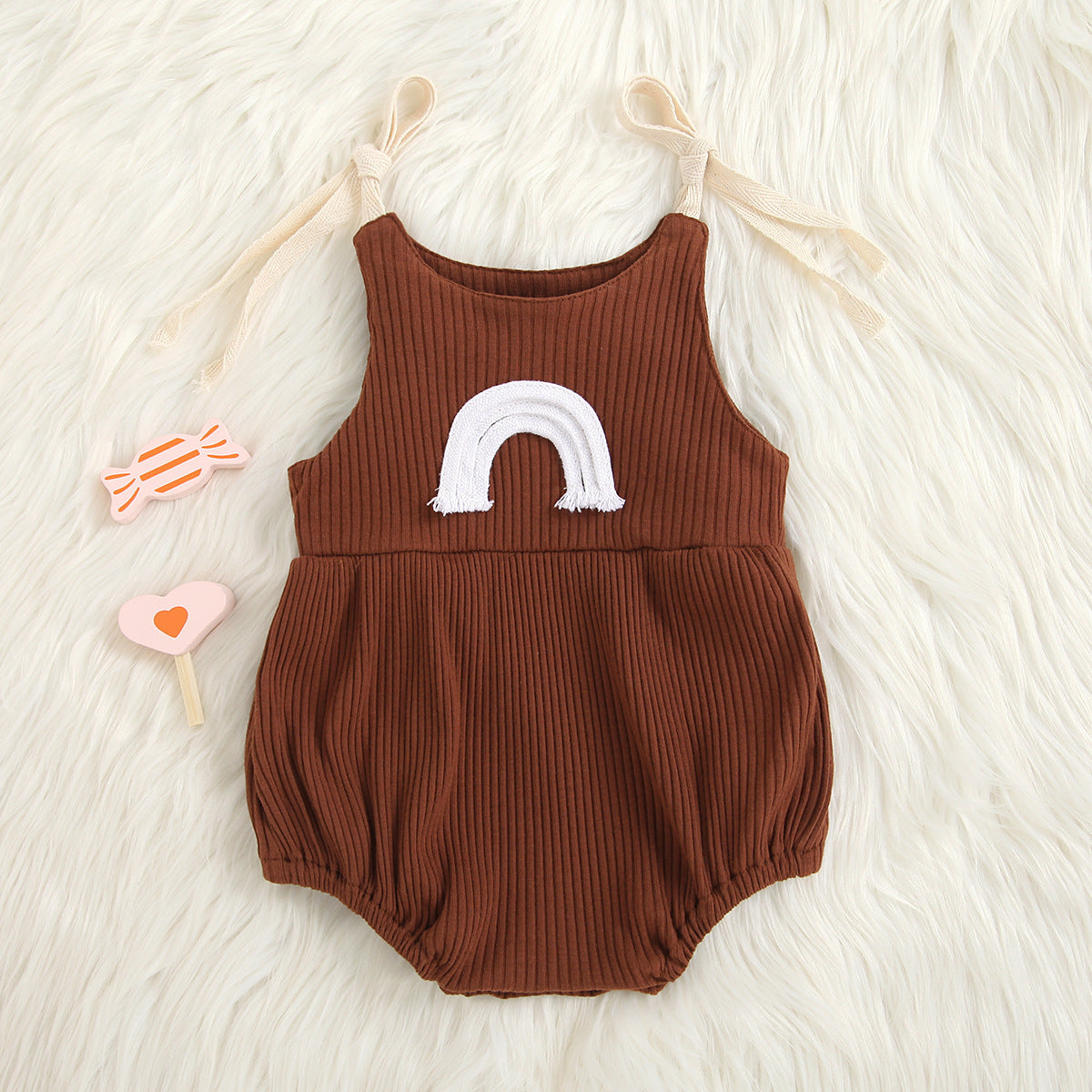 Infant Multicolor Sunken Stripe Rainbow Sling Romper