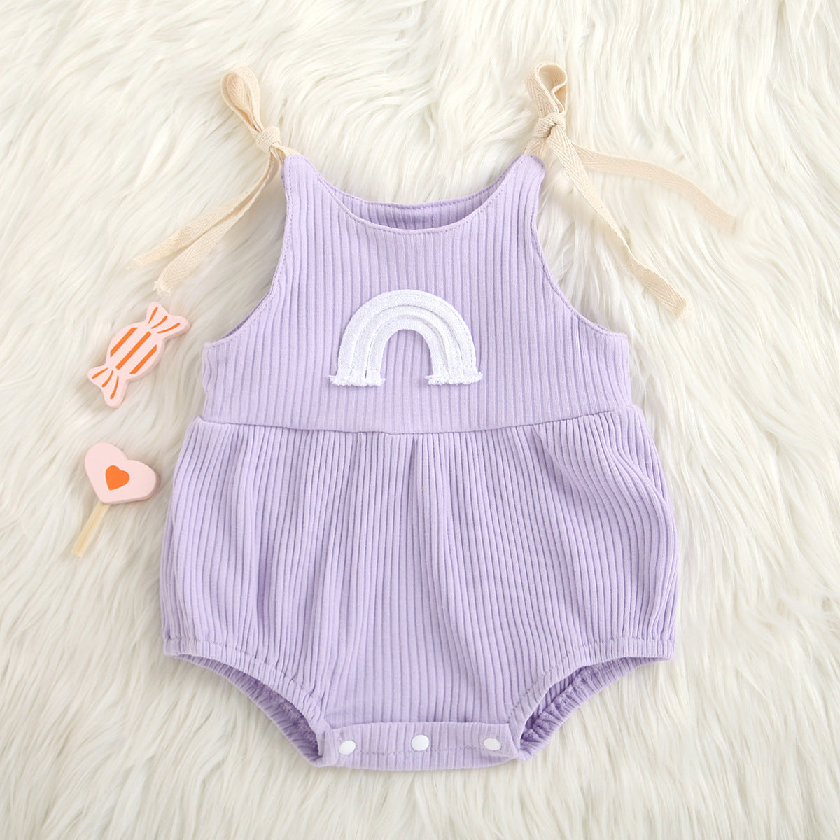 Infant Multicolor Sunken Stripe Rainbow Sling Romper