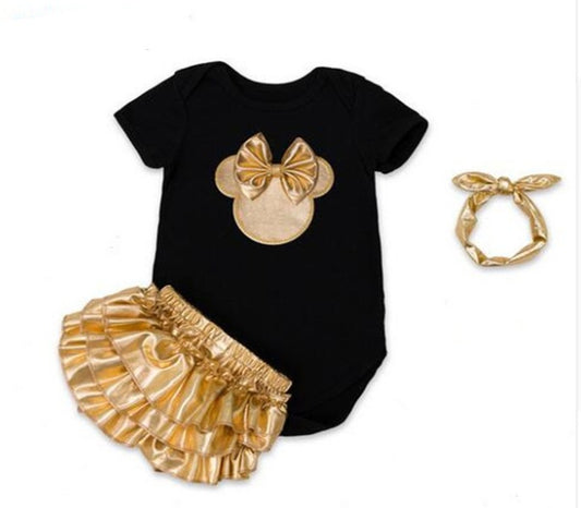 Baby Romper with Shiny Gold Dress