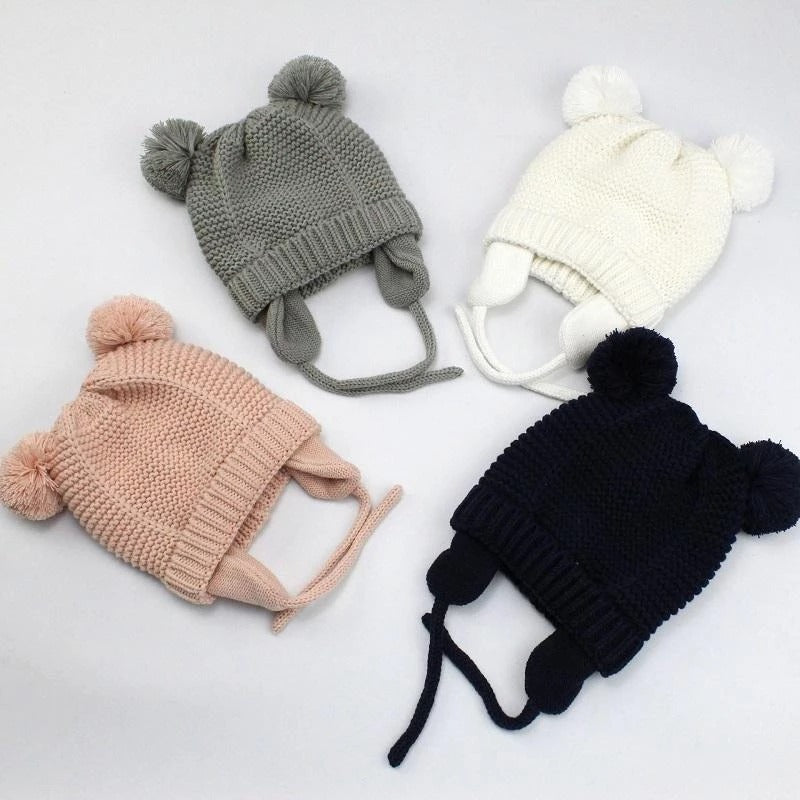 Jojo Double Pompom Knitted Baby Beanie