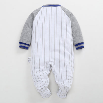 Letter Embroidered Baseball Jersey Jumpsuit