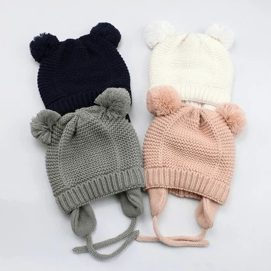 Jojo Double Pompom Knitted Baby Beanie