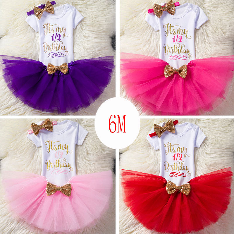 Girls Short-Sleeved Birthday Skirt