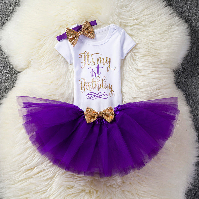 Girls Short-Sleeved Birthday Skirt