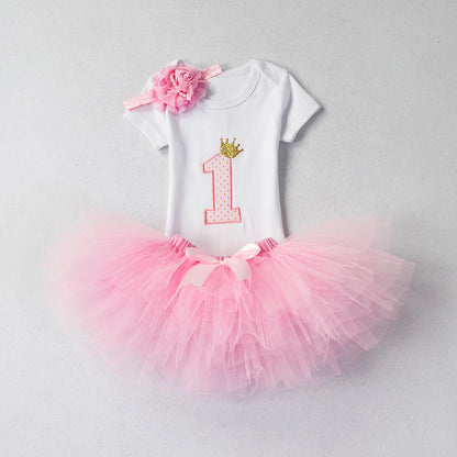 1 Year BabyGirl's Birthday Printed Dress