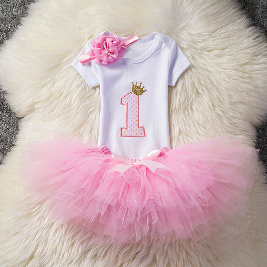 1 Year BabyGirl's Birthday Printed Dress