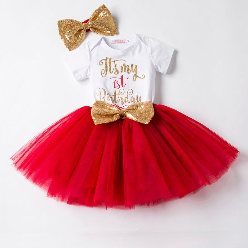 1 Year BabyGirl's Birthday Printed Dress