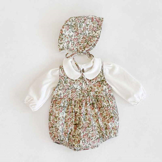 Baby Girl's Floral Cotton Sleeveless Triangle Romper