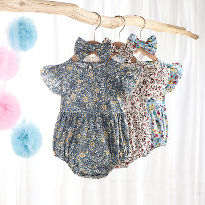 Old Floral Flying Sleeveless Romper