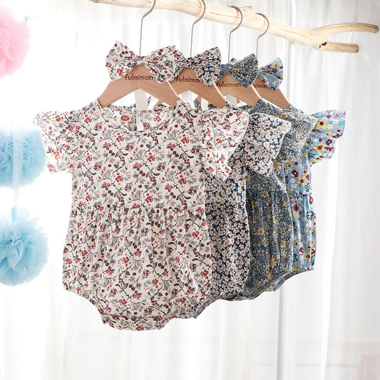 Old Floral Flying Sleeveless Romper