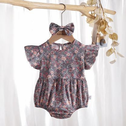 Old Floral Flying Sleeveless Romper