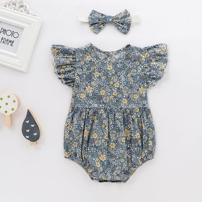 Old Floral Flying Sleeveless Romper