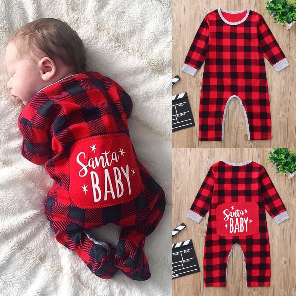 Infant Baby Boys Girls Christmas Santa Jumpsuit