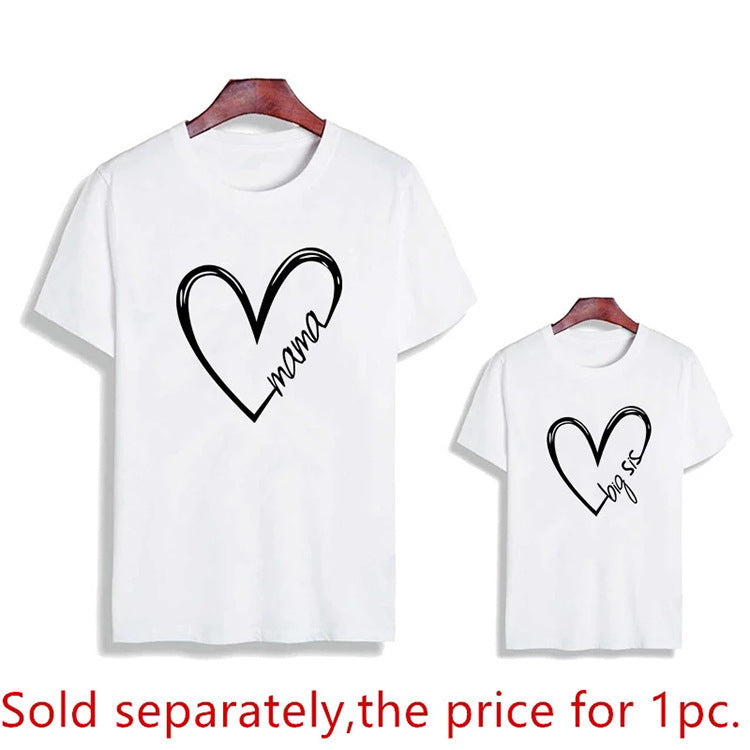 Love English Alphabet Print Parent Child T Shirt