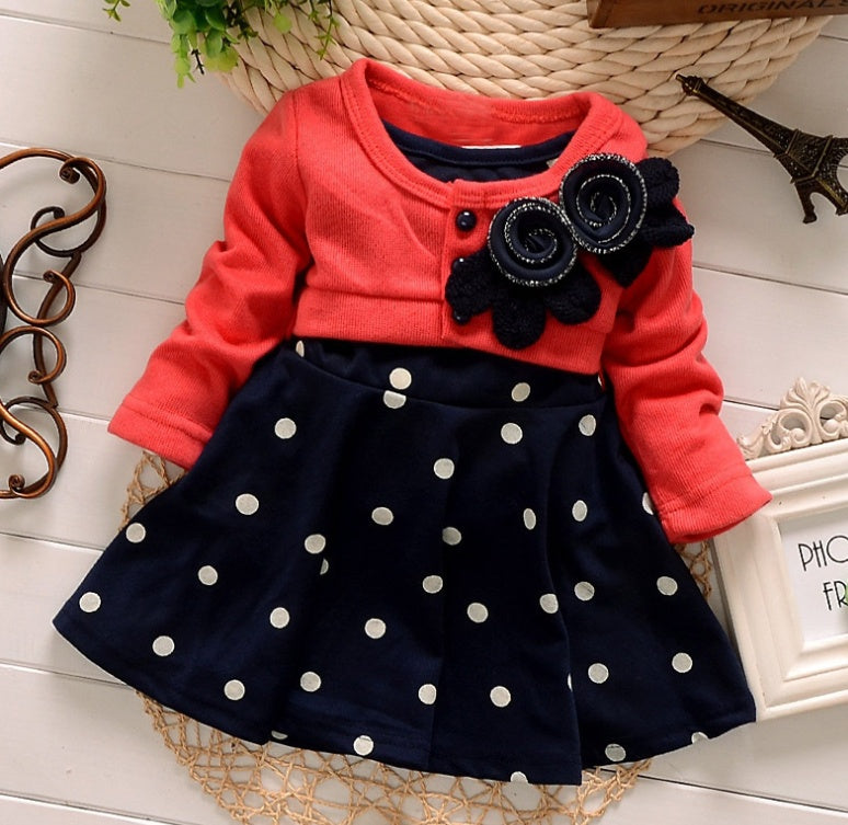 Autumn new children's long-sleeved cartoon dress