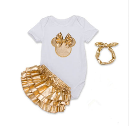 Baby Romper with Shiny Gold Dress