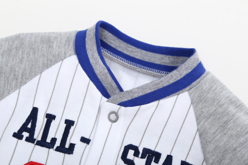 Letter Embroidered Baseball Jersey Jumpsuit