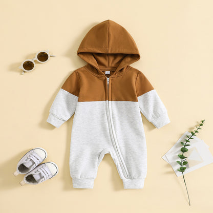 European And American Autumn And Winter Infant Long-sleeved Hooded Zipper Romper