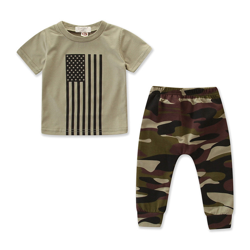 Little Kids' Suit Summer Flag Camouflage Suit