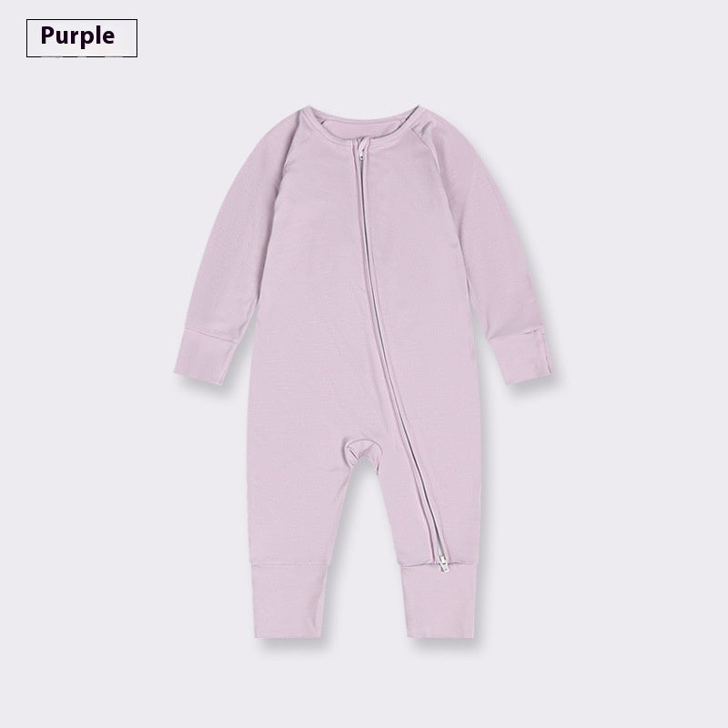 Bamboo Fiber Baby Jumpsuit Baby Zipper Pajamas