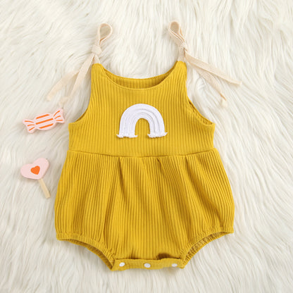 Infant Multicolor Sunken Stripe Rainbow Sling Romper