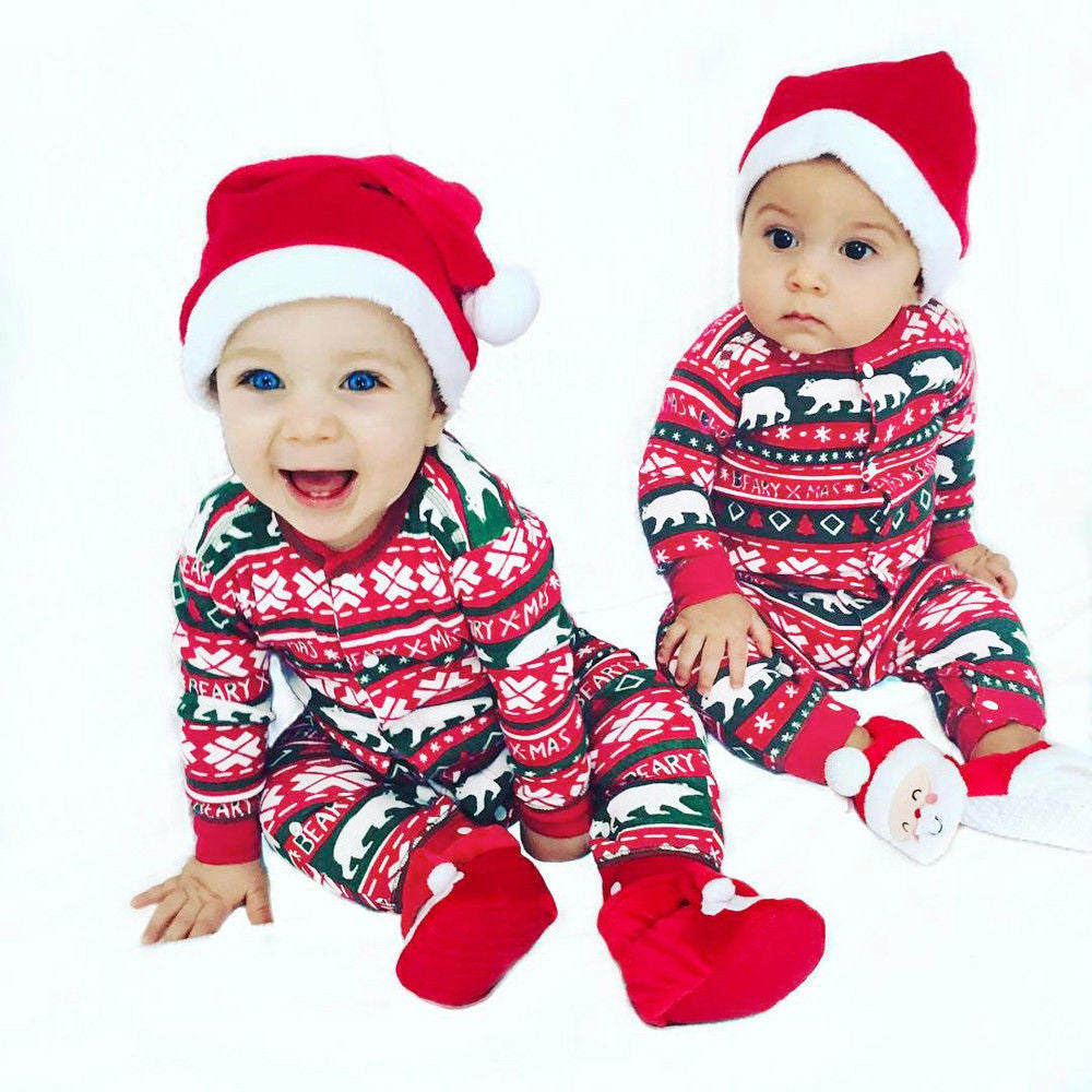 Infant Baby Boys Girls Christmas Santa Jumpsuit