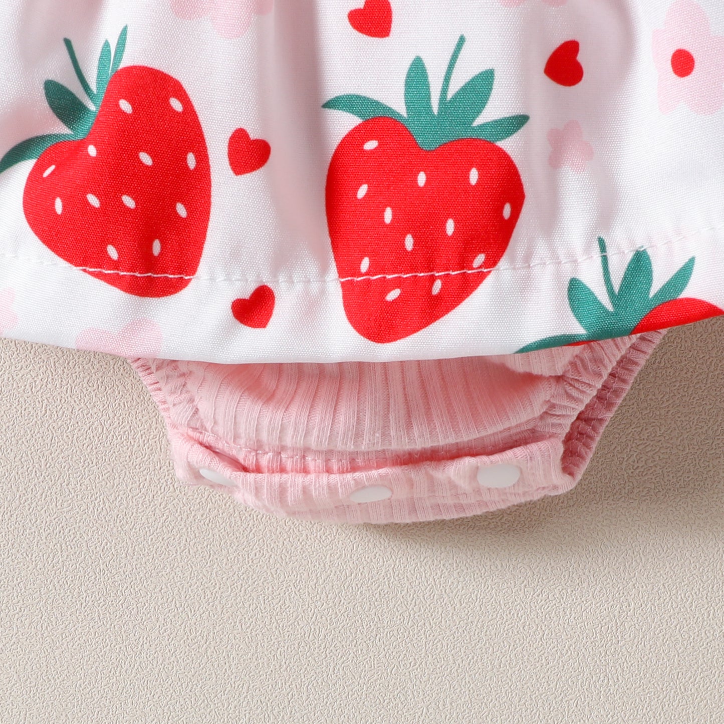 Infant Toddler Strawberry Print Bow Sleeveless Summer Romper