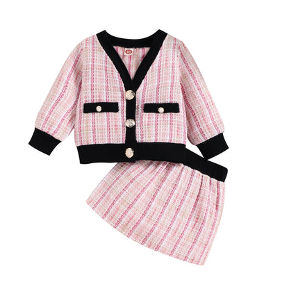 Girls' Autumn Kafuu Woolen Top Skirt Two-piece Set