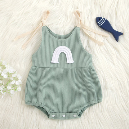 Infant Multicolor Sunken Stripe Rainbow Sling Romper