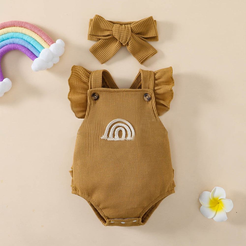 European And American Waffle Rainbow Romper