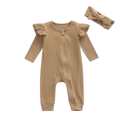 Newborn Baby Girls Boys Rompers 4 Colors Solid Fly Long