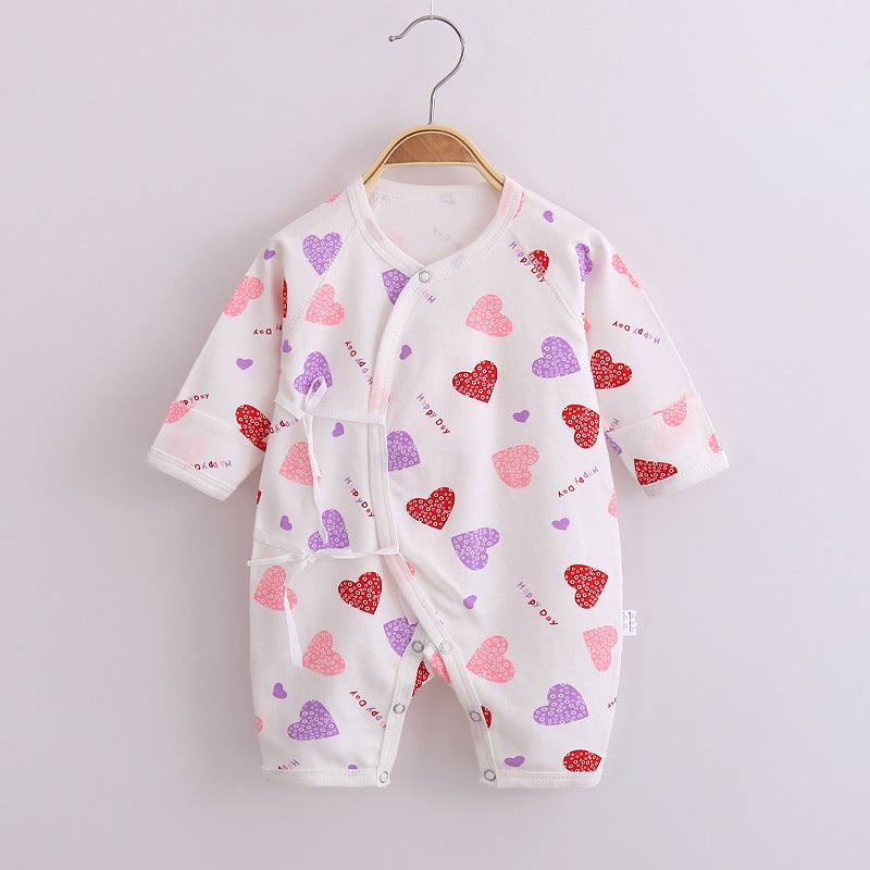 Baby's Cotton Long-sleeved Lace-up Butterfly Jumpsuit