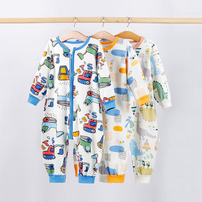 Children's Fashionable Simple Pure Cotton Triple Zipper Sleepwear