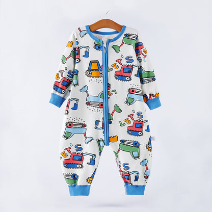 Children's Fashionable Simple Pure Cotton Triple Zipper Sleepwear