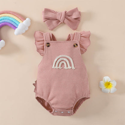 European And American Waffle Rainbow Romper