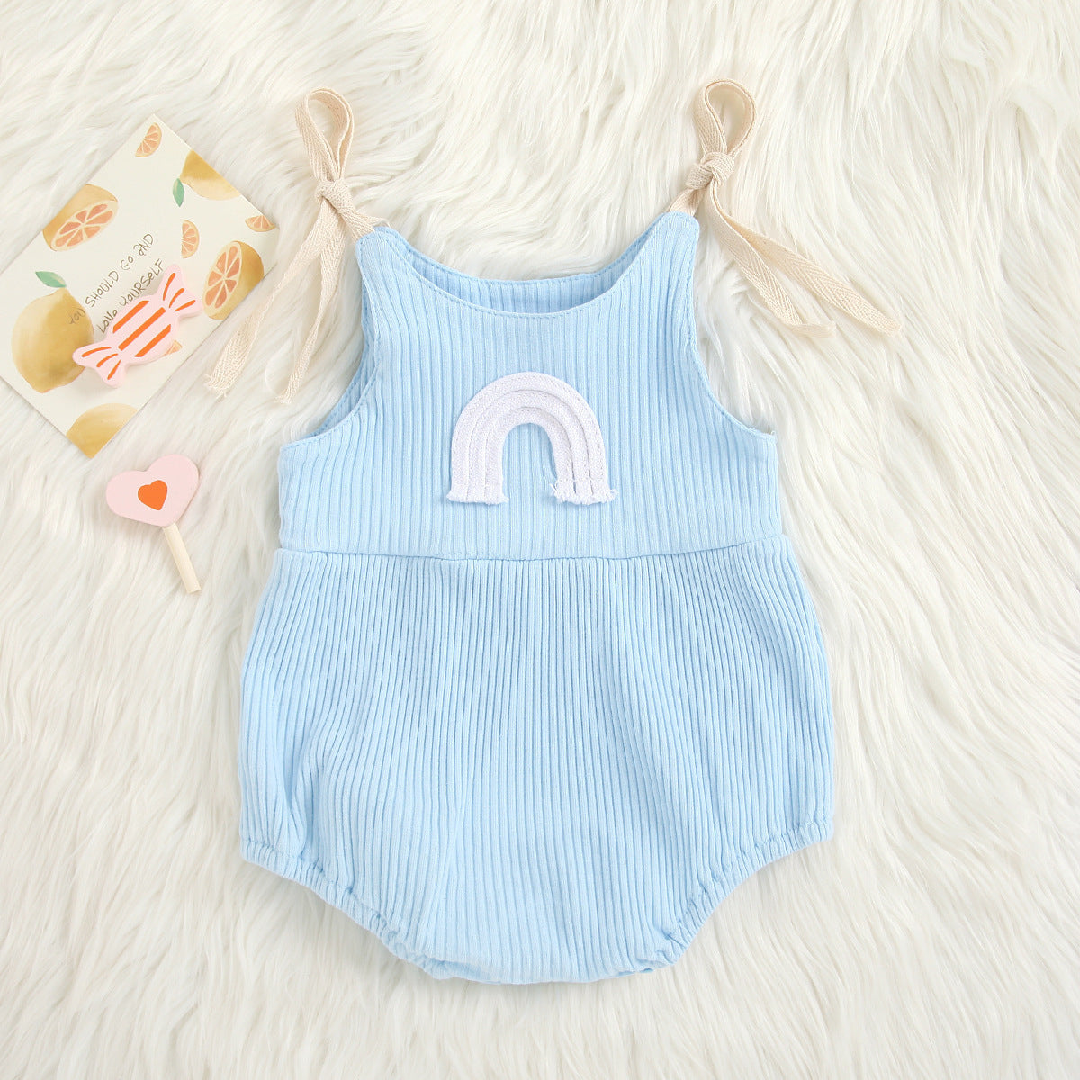 Infant Multicolor Sunken Stripe Rainbow Sling Romper