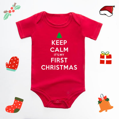 Christmas Deer English Letters Printed Red Triangle Rompers