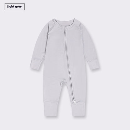 Bamboo Fiber Baby Jumpsuit Baby Zipper Pajamas