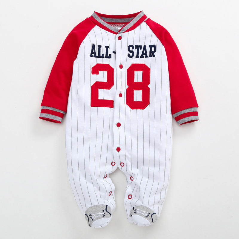 Letter Embroidered Baseball Jersey Jumpsuit