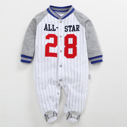 Letter Embroidered Baseball Jersey Jumpsuit