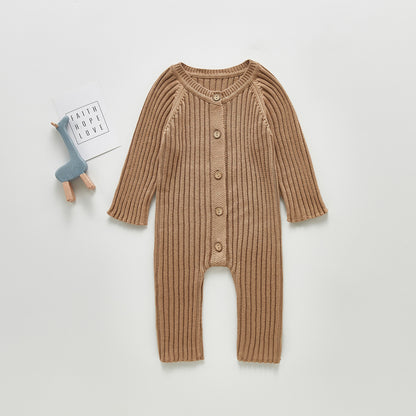 Spring And Autumn Baby Long-sleeved Knitted Jumpsuit Romper