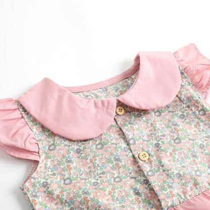 Baby Short Sleeve Rompers Floral Color Matching