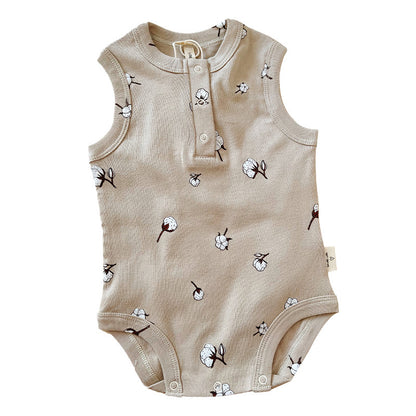 Cotton, Pine and Branch Olive Styled Short-sleeved Onesie