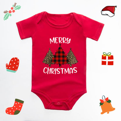 Christmas Deer English Letters Printed Red Triangle Rompers