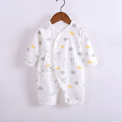 Baby's Cotton Long-sleeved Lace-up Butterfly Jumpsuit