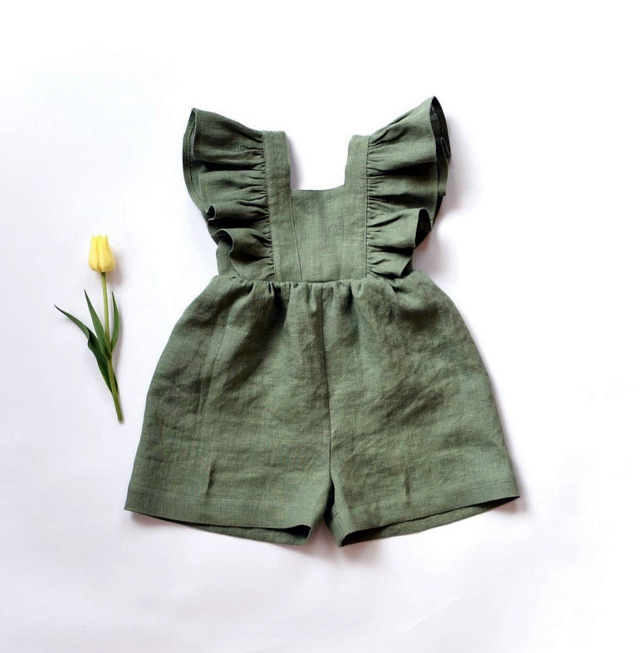 Children's Clothing Infant Cotton And Linen One-piece Shorts Strap