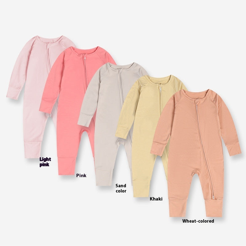 Bamboo Fiber Baby Jumpsuit Baby Zipper Pajamas