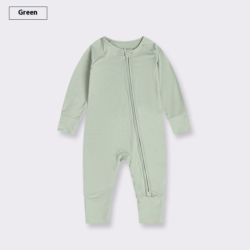 Bamboo Fiber Baby Jumpsuit Baby Zipper Pajamas